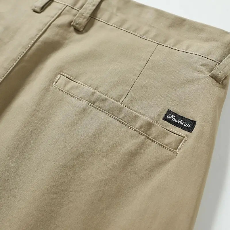 Men's Business Spring and Autumn Men's Casual Pants High-end Cotton Straight Stretch New Long Pants Slim Fleece PantsPlush