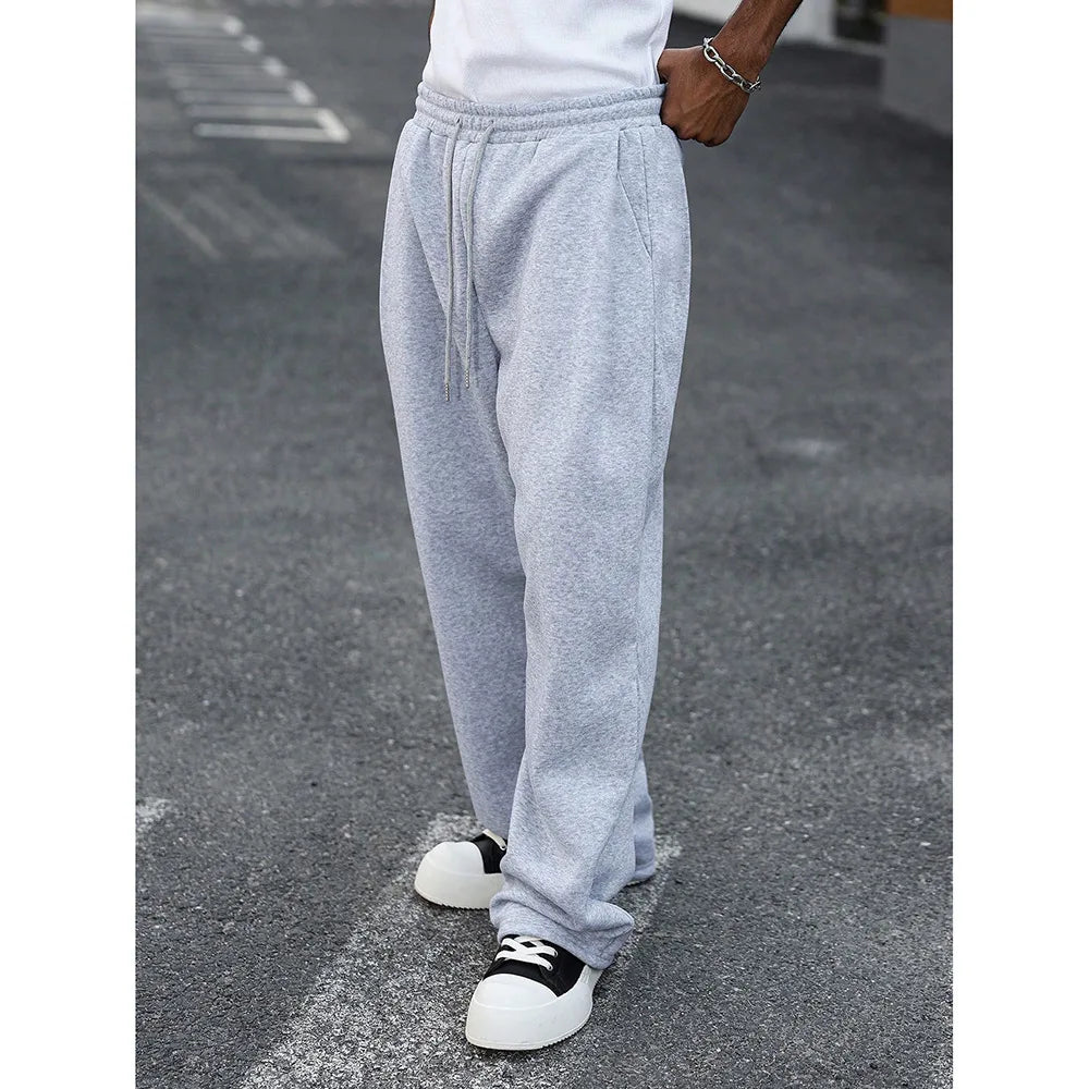 American Style Casual Pants Men Spring Autumn New Straight Leg Sport Sweatpants Drawstring Slim Wide Leg Long Pants