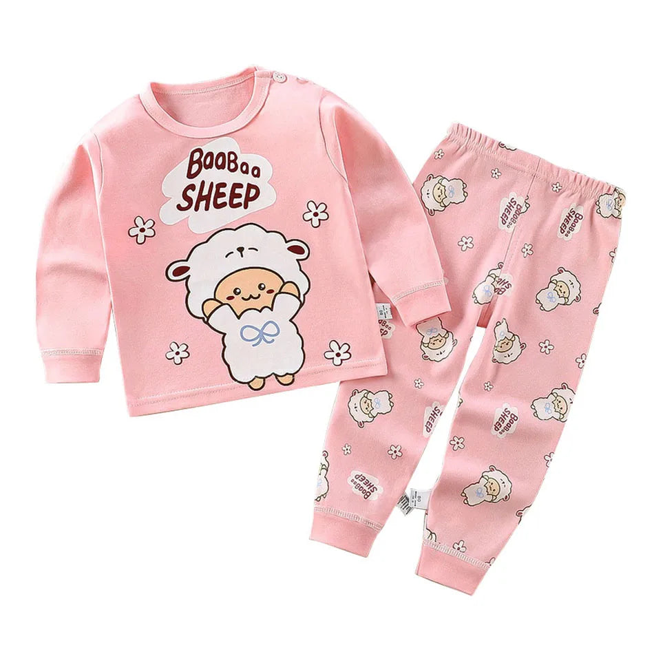 Cotton Kids Pajamas Set for Boys Girls Autumn and Winter Cartoon Sleeping Loungewear Children Night Sleepwear Home Wear Clothes