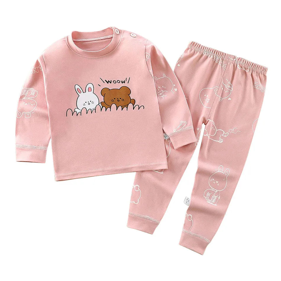 Cotton Kids Pajamas Set for Boys Girls Autumn and Winter Cartoon Sleeping Loungewear Children Night Sleepwear Home Wear Clothes
