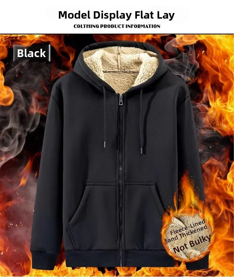 Men's Winter Lamb Velvet Sports Set Thiened Casual Sweatirt Pants Two-Piece Suit Warm Cozy Leisure Wear Long Sve