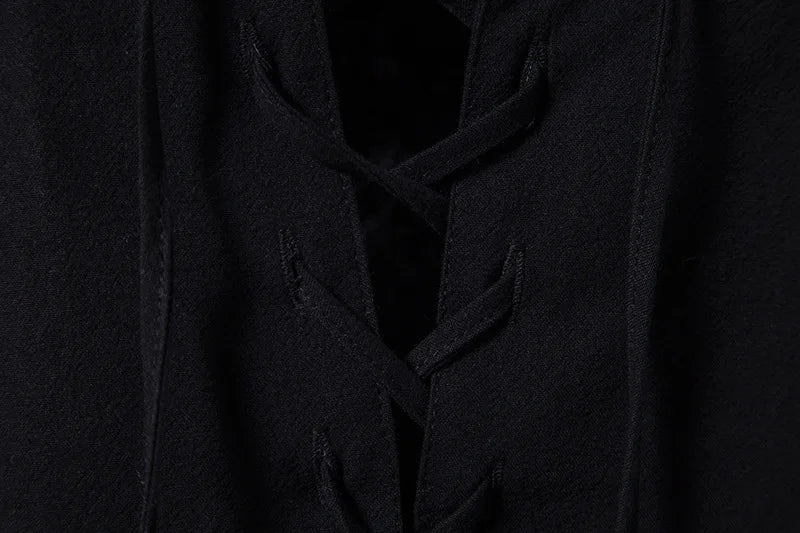 Men Cotton Linen Lace Up Long Sleeve Solid Blouse Shirts Summer Male Solid Loose Pullover Blouse Tops ARJ-A1776