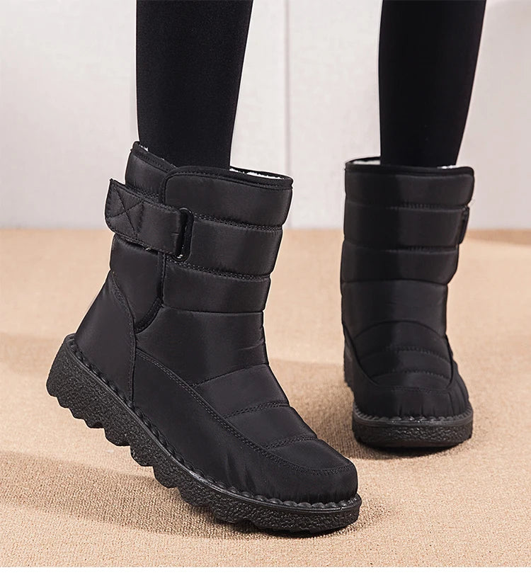 Boots Woman 2025 Winter Boots Women Low Heels Snow Boots With Fur Warm Footwear Winter Shoes Woman Luxury Middle Botas Mujer