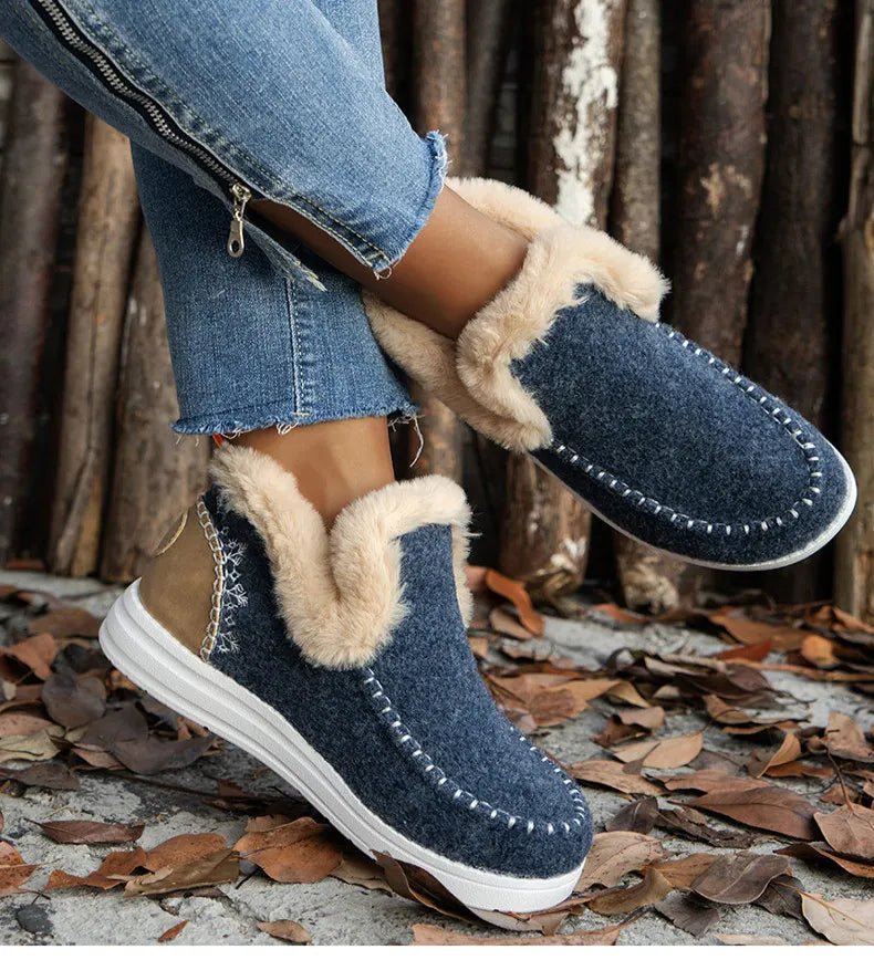 Boots 2025 Winter Shoes For Woman Fur Botas Mujer Casual Women's Ankle Boots Winter Footwear Female Rubber Snow Boots For Women