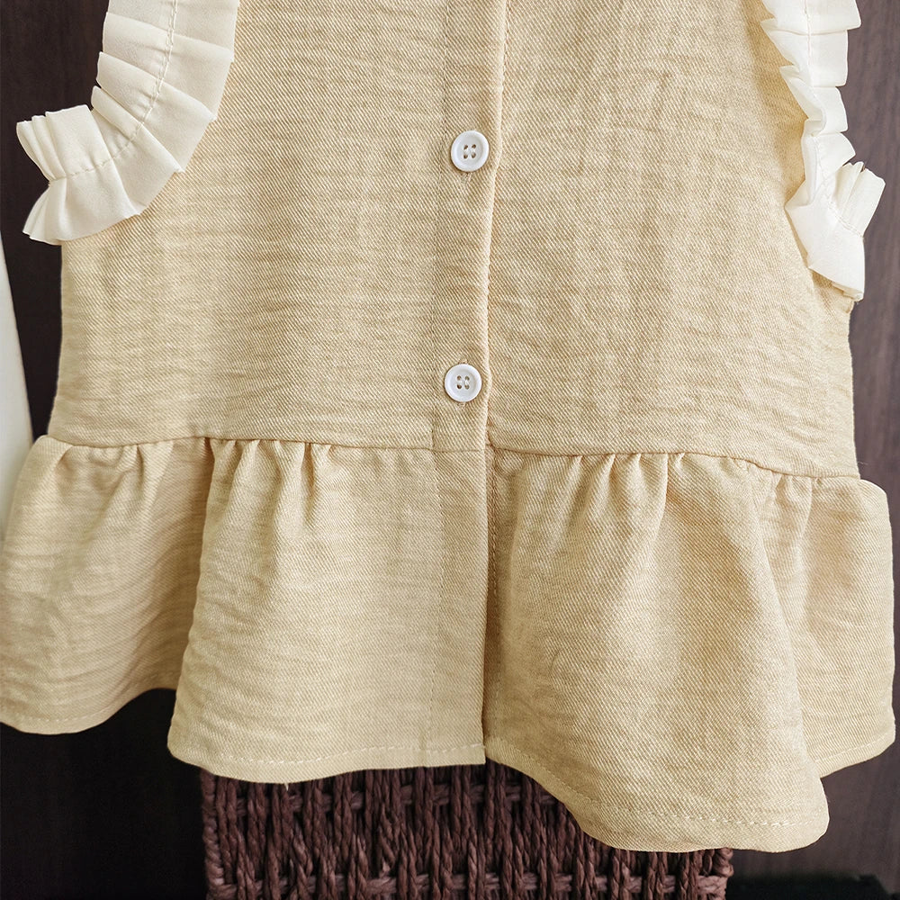 Bear Leader Korean Version Kids Clothes Girls Blue Imitation Denim Suit Summer New Sleeveless Top+Wide Leg Pants Two-piece Set