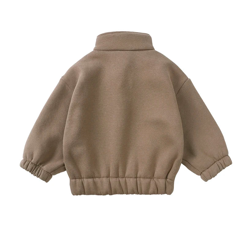 2026 Fleece Warm Kids Boys Girls Tracksuit Clothes Set Stand Collar Zipper Top Sweatshirt+Bottom Pants Baby Children Outfits