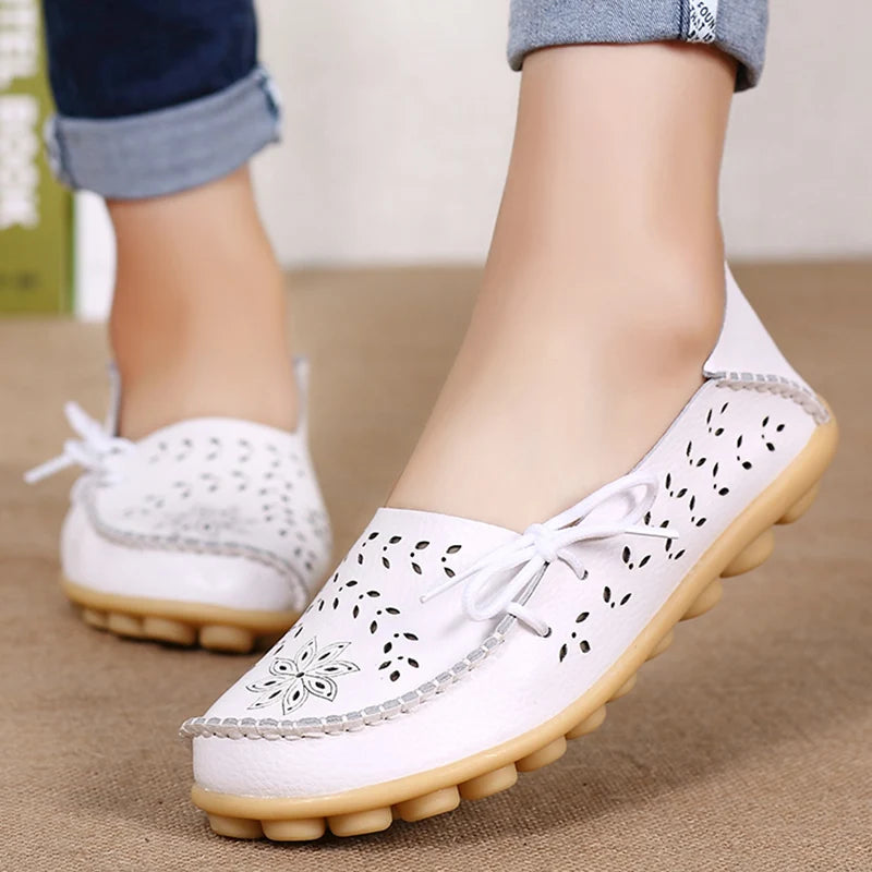 Women's Shoes Fashion Women Flats Genuine Leather Loafers Women's Moccasins Flats Ladies Shoes Female Slip On Ballet Flat Shoes