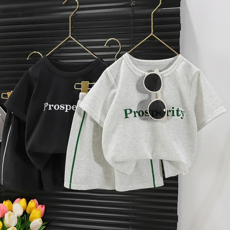 2024  Fashion Sports Casual Sets Clothes Children's Clothing New Children's Short-sleeved Suit Girls Boys T-shirt Summer Baby