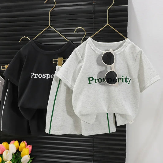 2024  Fashion Sports Casual Sets Clothes Children's Clothing New Children's Short-sleeved Suit Girls Boys T-shirt Summer Baby