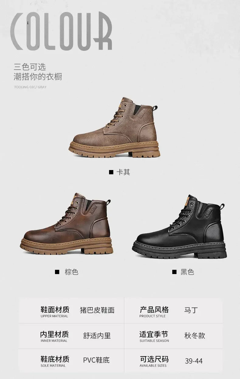 Boots Men All Season Outdoor Work Shoes Anti Slip and Comfortable Black Ankle  Boots Fashionable British Casual Denim Boots 2025