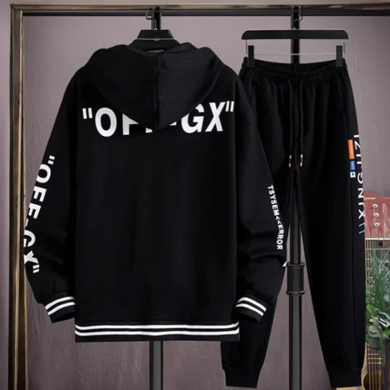 Hoodie Men's Set Spring and Autumn Two-piece Set Trendy Loose Clothing Hooded Jacket Cardigan