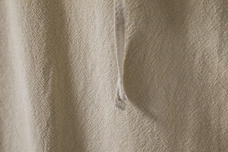 Men Cotton Linen Lace Up Long Sleeve Solid Blouse Shirts Summer Male Solid Loose Pullover Blouse Tops ARJ-A1776