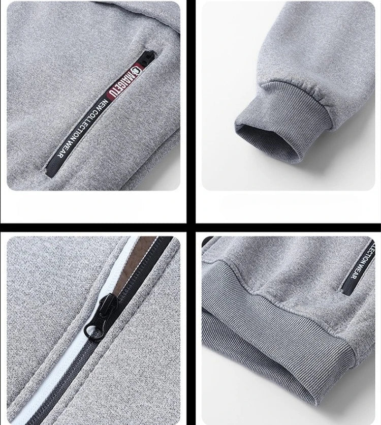 ‌Blue Fleece-Lined Hoodie Jacket for Men - Warm, Comfortable, Casual Style‌ Male Coat. Size M-5XL 6XL