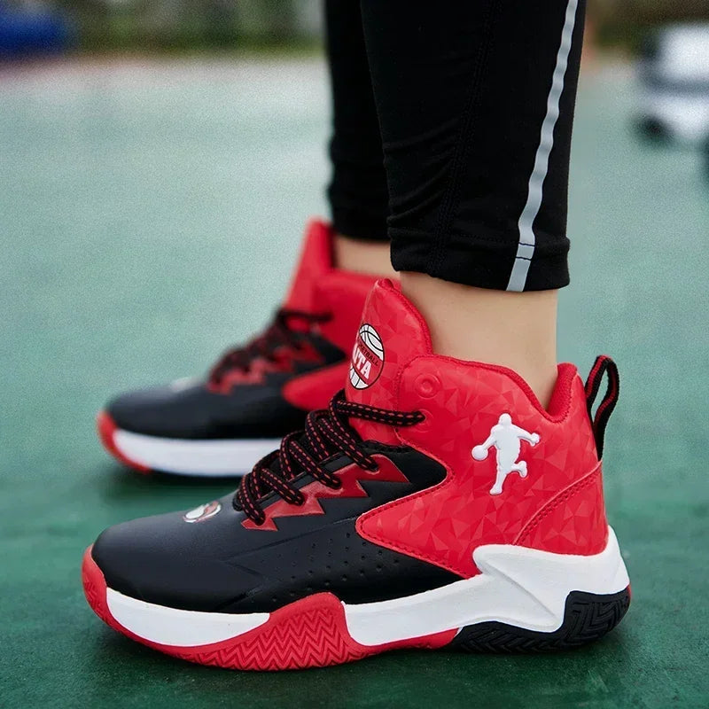Boys Basketball Shoes High Quality Soft Top Thick Sole Non-slip Kids Sneakers Children Trainer Shoes Outdoor Boy Sport Basket