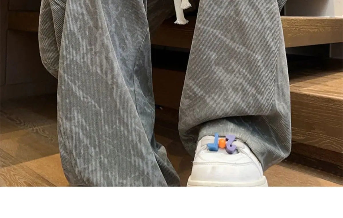 Corduroy Men's Pants Trendy Casual Spor Straight Leg Fce Lined Wide Leg Autumn Winter High Street Cool American Sle