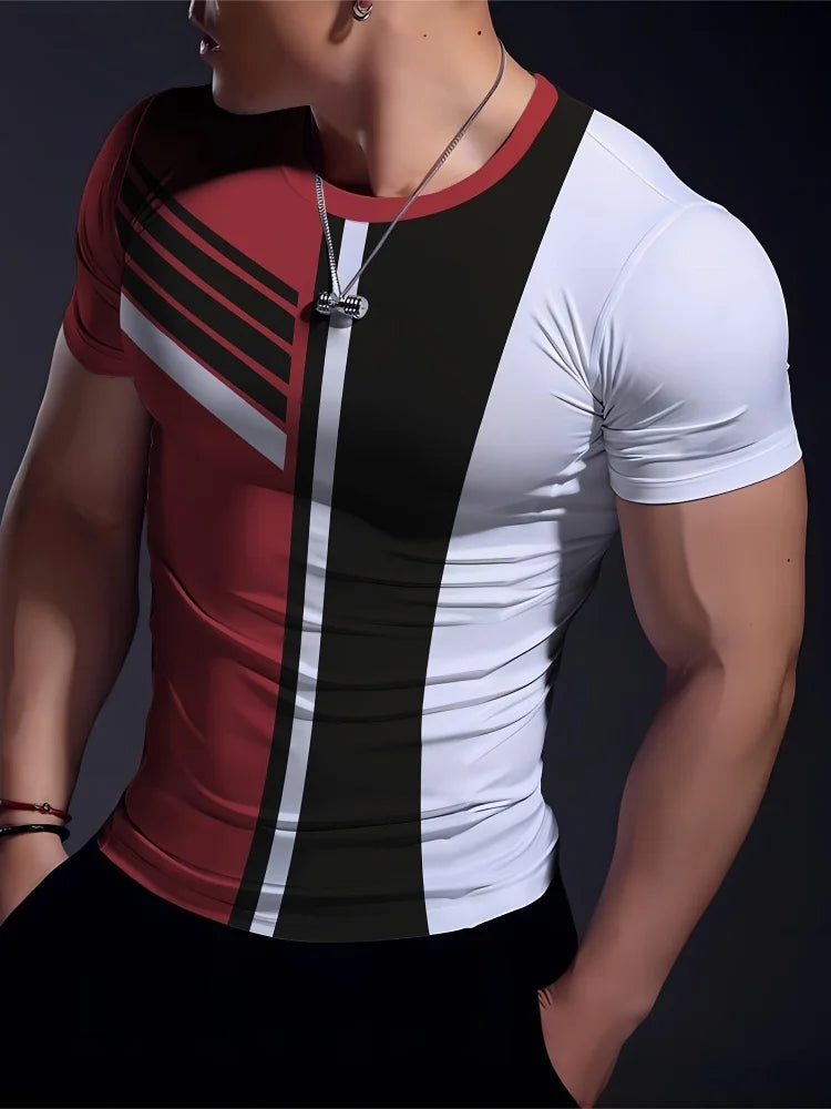 Los Angeles Text Printed Men's Sports T-shirt Summer Daily Casual Men's Short-sleeved Top Outdoor Fashion Men's Fitness T-shirt