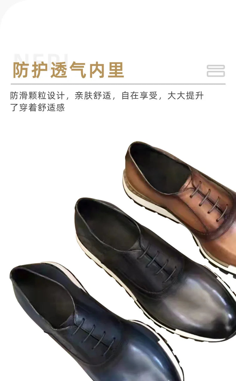 Classic Basic Style Men Oxford Shoes Genuine Leather Solid Color Men Daily Outdoor Shoes Men Nature Leather Sneakers