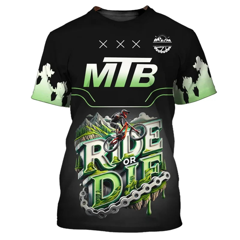Mountain Bike Graphic T-shirt Men Custom Name Cycling T Shirts Sports Bicycle Short Sleeve Tops Summer Round Neck Tee Shirt