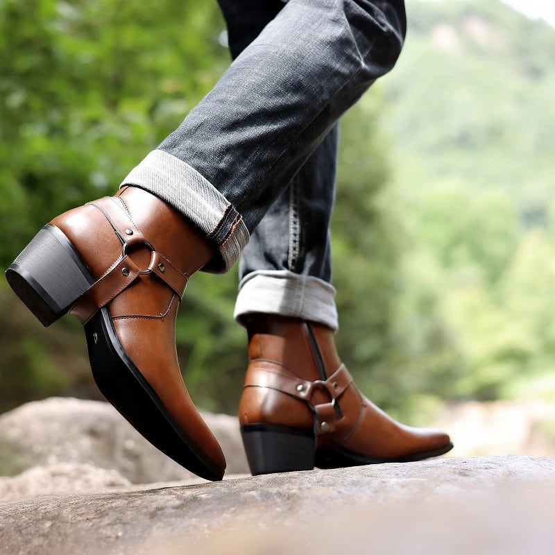 Men's Boots Fashion Designer Chelsea Boots Luxury High Quality Men Cowboy Boots Black Brown Zip Wedding Office Dress Shoes Male