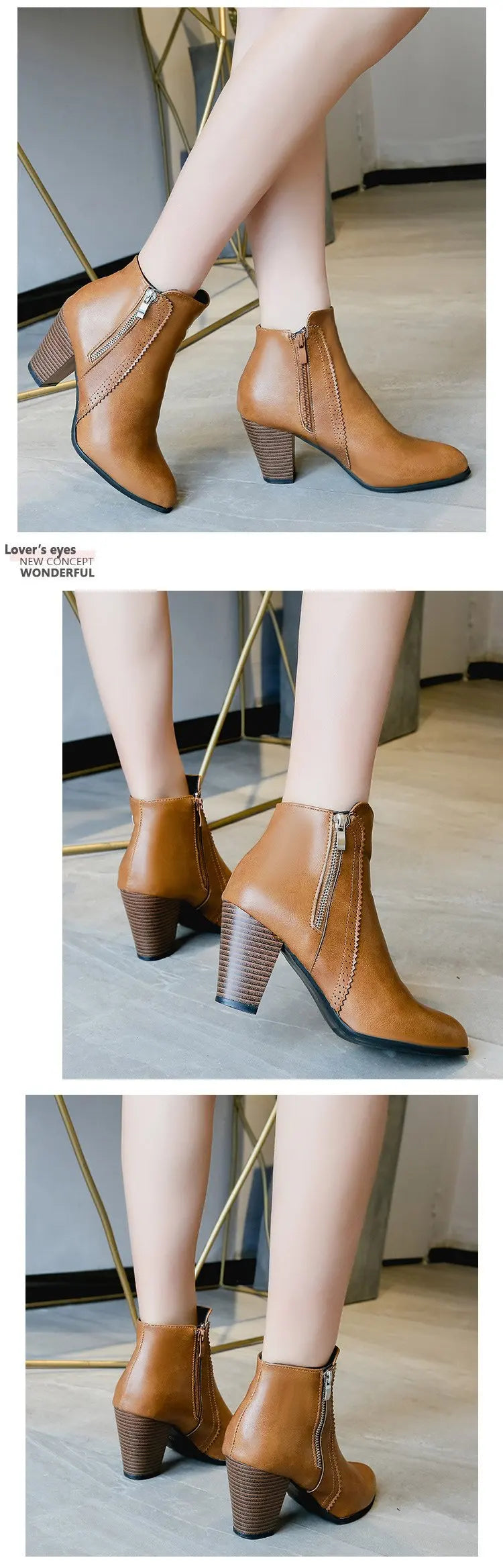 2024 new autumn ladies boot Coarse heeled outdoor nonslip shoe Retro Zipper Fashion Boots Comfort casual women's shoes Botas