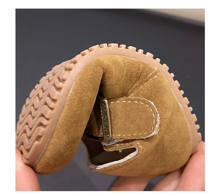 Kids Casual Shoes for Boys Girls 2025 Autumn Toddler Suede Leather Walking Flats Non-slip Versatile Chic Comfort Barefoot Shoes