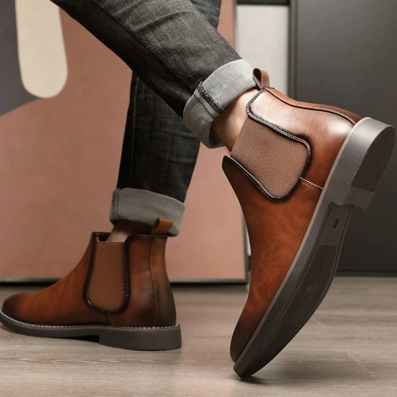 Men's Boots Fashion Chelsea Boots New Business Male Ankle Boots High Top Casual Leather Boot Plus Size British Style Dress Boot