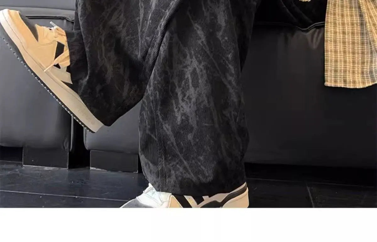 Corduroy Men's Pants Trendy Casual Spor Straight Leg Fce Lined Wide Leg Autumn Winter High Street Cool American Sle