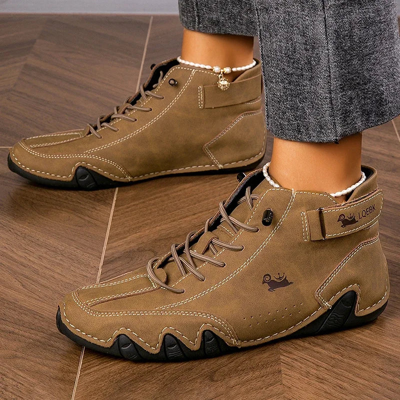 Boots for Men Casual High Top Sneakers Soft Sole Fashion Mens Slip-On Leather Driving Walking Shoes Comfort Luxury Ankle Boots