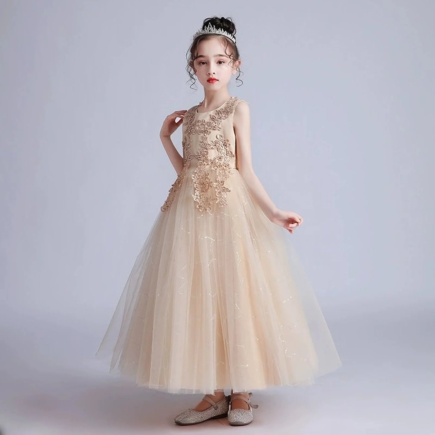 Kids Dresses For Girls Lace Dress Gown Princess Clothes Children Formal Evening Party Flower Girls Wedding Vestidois