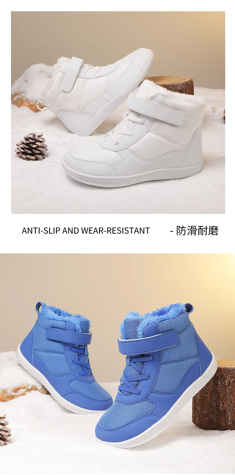 Kids Barefoot Snow Boots Winter Warm Boots for Girls Boys Outdoor Walking Non-slip Children's Shoes Girls' Boy Shoes Sneakers