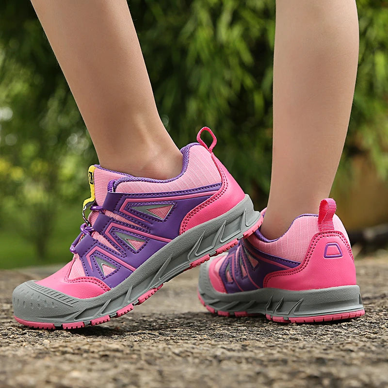 Children‘s Hiking Shoes Kids Waterproof Athletic Shoes Non-slip Boys Girls Casual Trekking Sneakers Outdoor Lace-up Tennis Shoes