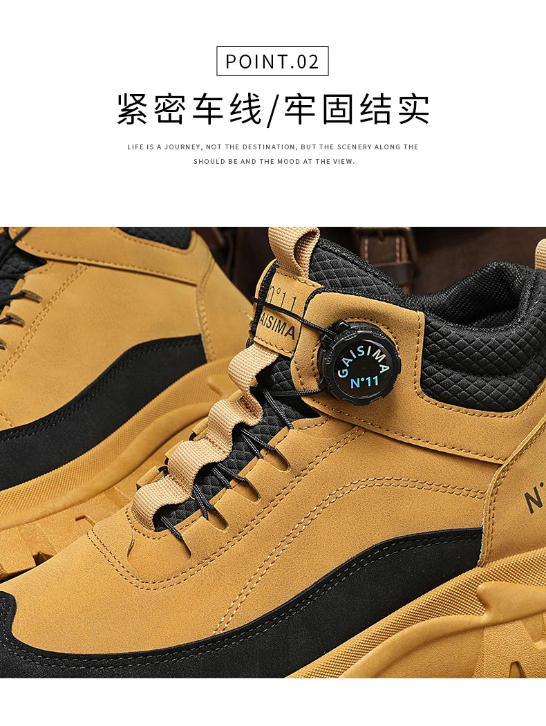 Men's Short Boots 2024 Winter New Thick Soled Work Casual Shoes Waterproof Non-Slip Sneakers Male Tenis Shoes Outdoor Boots Men