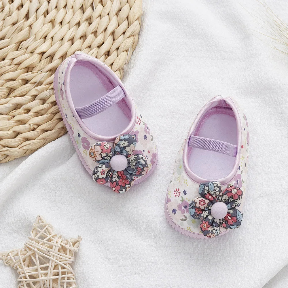 Baby Shoes for Kids Girls Colorful Flowers Princess Shoes Infant Toddler Soft Cotton Anti-slip First Walkers Shoes 0-18 Months