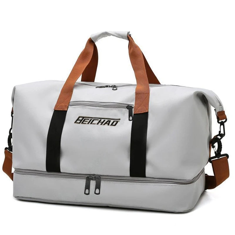 Large Capacity Travel Bag, Dry Wet Separation Design, Foldable Waterproof Gym Bag,Shoe Compartment, Ideal for Outdoor Activities