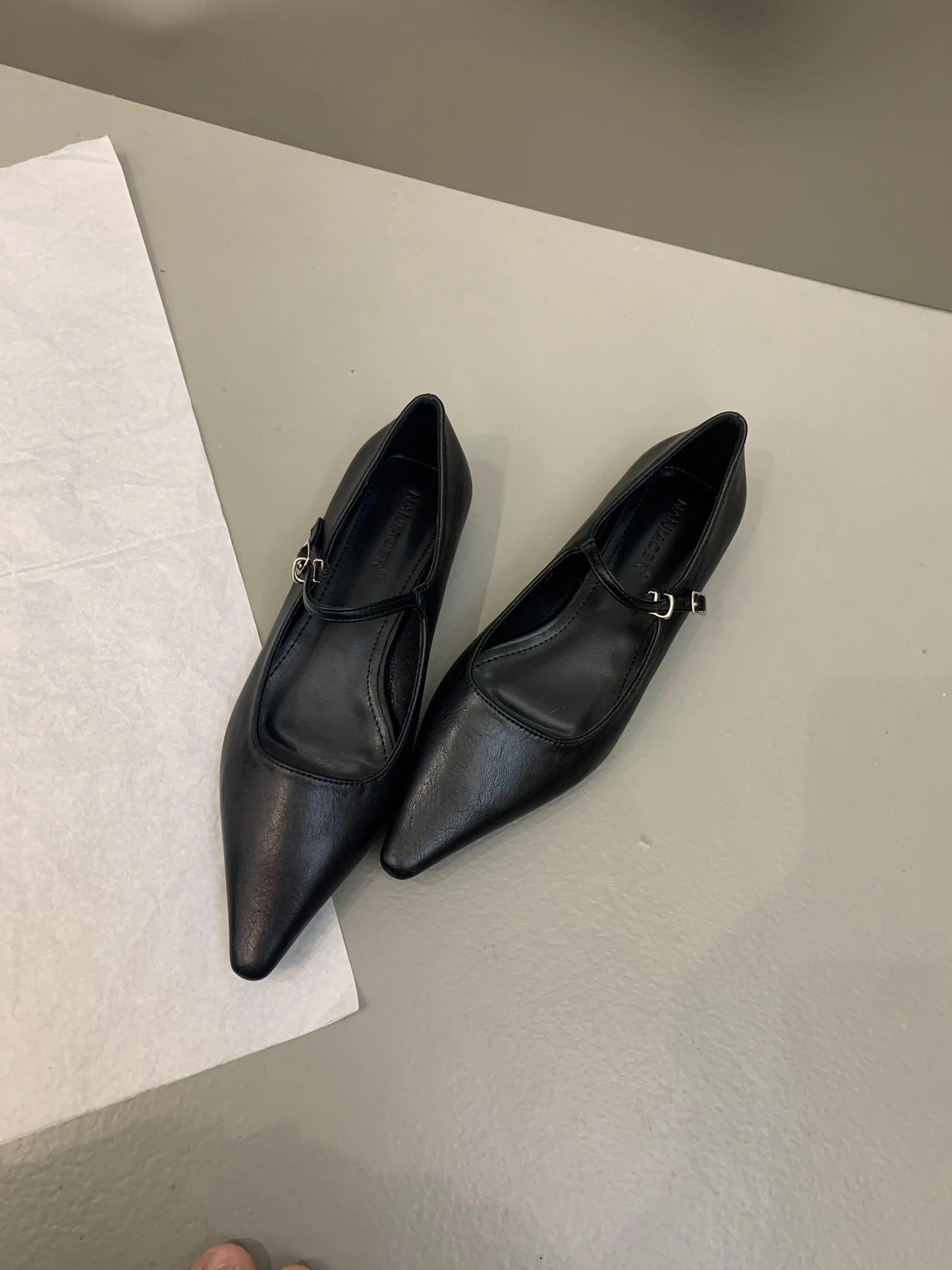 Flat Shoes for Women 2025 Spring Autumn New Mary Jane Shoes Low Heel Pointed Flat Bottomed Women's Shoes Plus Size 42 43 44