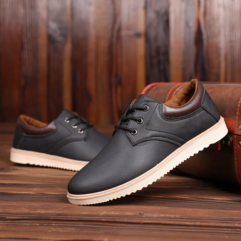 Casual Shoes Men Leather  Men 2023 Summer Brand Comfortable Flat Shoes for Men Trendy Sneaker Men Lace Up Oxfords Shoes