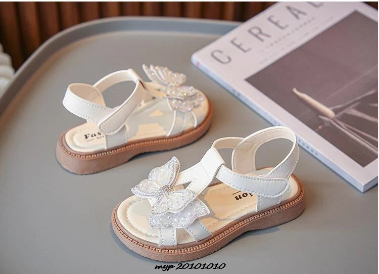 Kids Sandals Girls Shoes Summer New Arrival Beach Shoes with Slip-Resistant Soles Princess Style Sweet Exquisite 23-36 Size