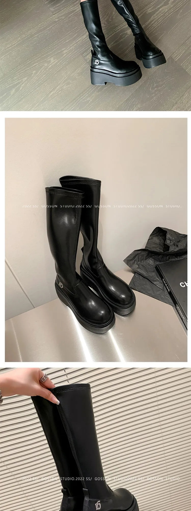 Brand New Gothic Style Sexy Elegant Chunky Platform Women Ankle Boots Big Size 43 Walking Comfy Woman Shoes  Platform Shoes