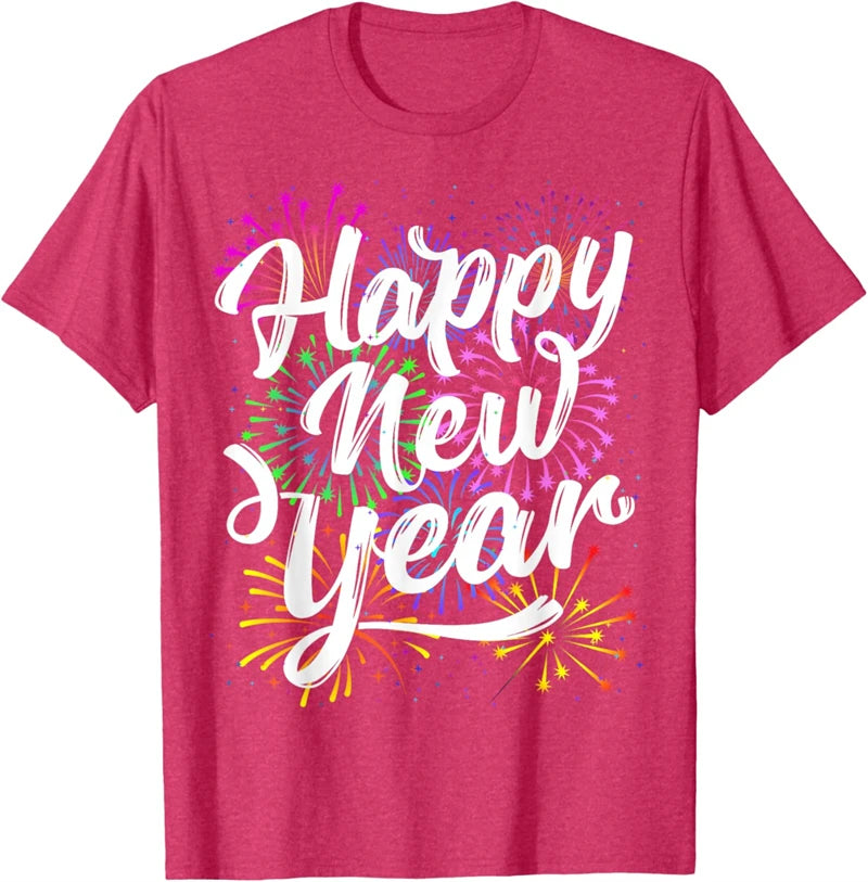 2025 Happy New Year T Shirt Fashion Simple Alphabets Short Sleeve Men Women 3D Printed T-shirt Casual Crew Neck Oversized Tees