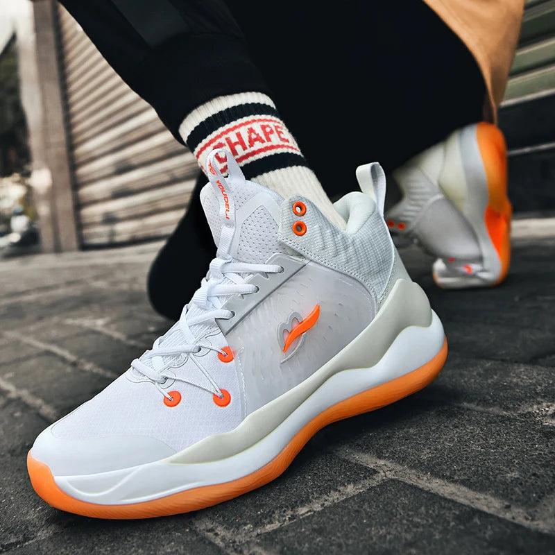 Basketball shoes for men breathable youth students grip anti-slip cushioning high elastic professional training sports shoes