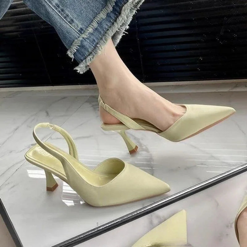 2025 New Summer Women's Shoes Fashion Women's Pumps Pointed Toe High Heels Shallow Women's Sandals Shoes for Women Zapatos Mujer