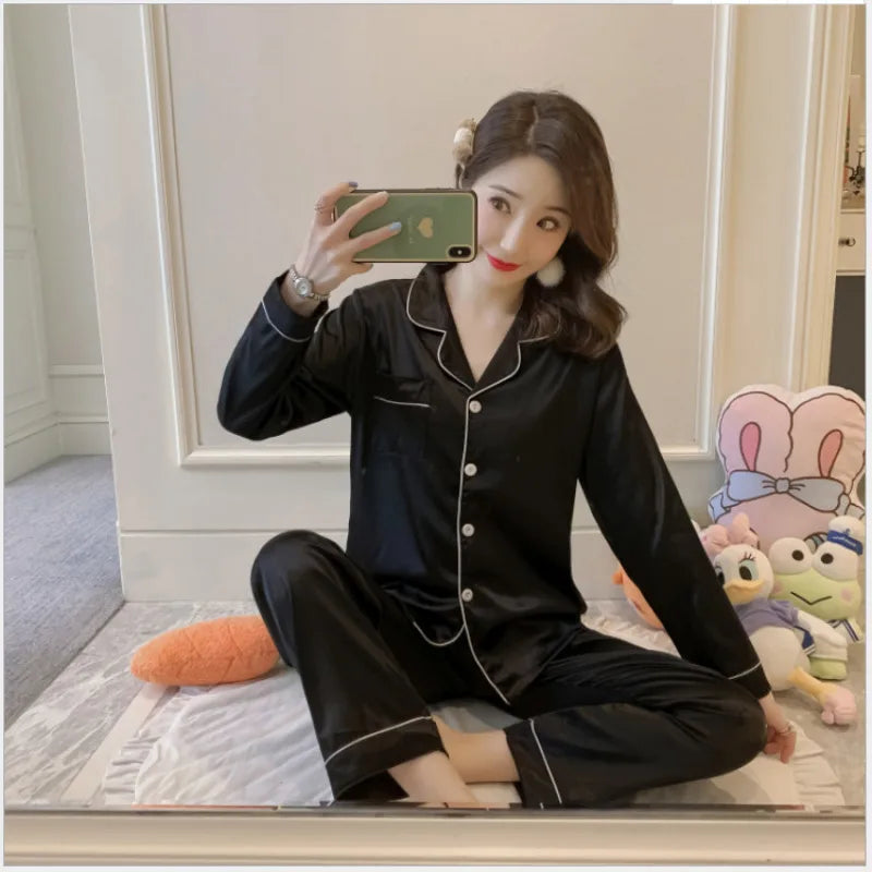 Short Sleeve Silk Pajamas Spring Women Summer Pajama Sets Silk Pijama Sleepwear Pyjamas Plus Size 3XL 4XL 5XL 85kg Nightwear Set