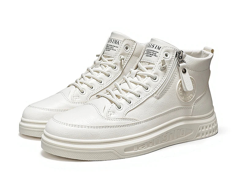 Leather Men Ankle Boots Fashion comfortable Men Sneakers Luxury British style High Top Shoes Men Platform Casual Shoes 2025 New