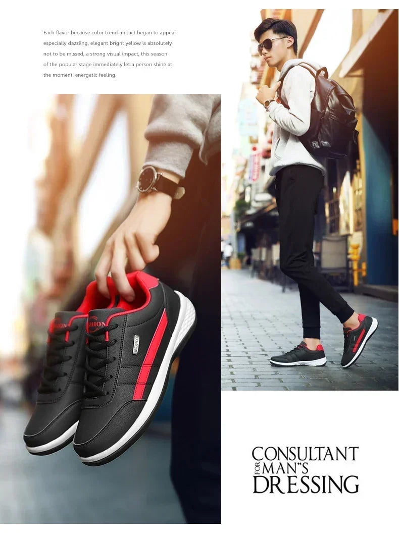 New Men Shoes Spring Autumn Waterproof Walking Sneakers Leisure Male Leather Sports Shoes Non-Slip Casual Shoes for Man