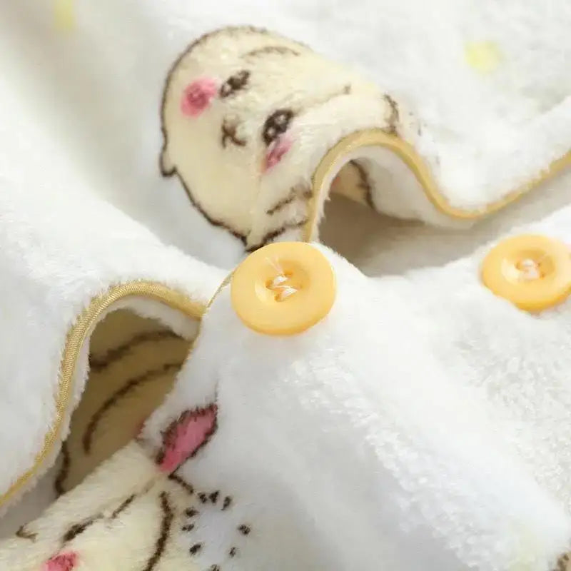 Chikawa Flannel Pjs Thicken Winter Usagi Long Sleeved Pajama Pants Set for Women Plus Velvet Cute Blue Hachiware Home Clothes