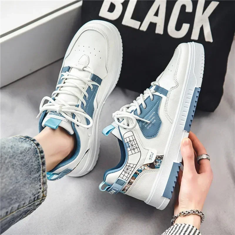 Men's shoes 2025 summer new breathable white shoes men's trendy and versatile thick soled sports board shoes trendy shoes
