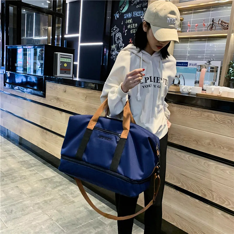 Weekend Sports Bags for Women with Shoe Compartment Travel Shoulder Bag Carry On Personal Item Handbags Gym Bag