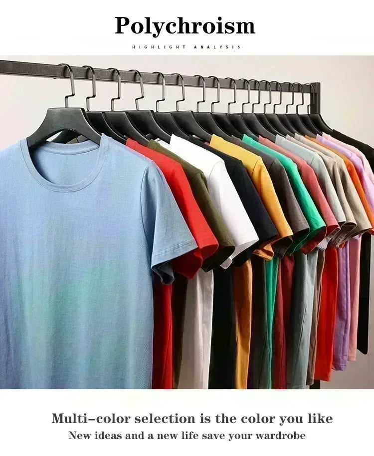 Summer Fashion Brand  Men's Clothes Business Casual Short-sleeved T-shirt Loose and Versatile Crew Neck Top Breathable T-shirt