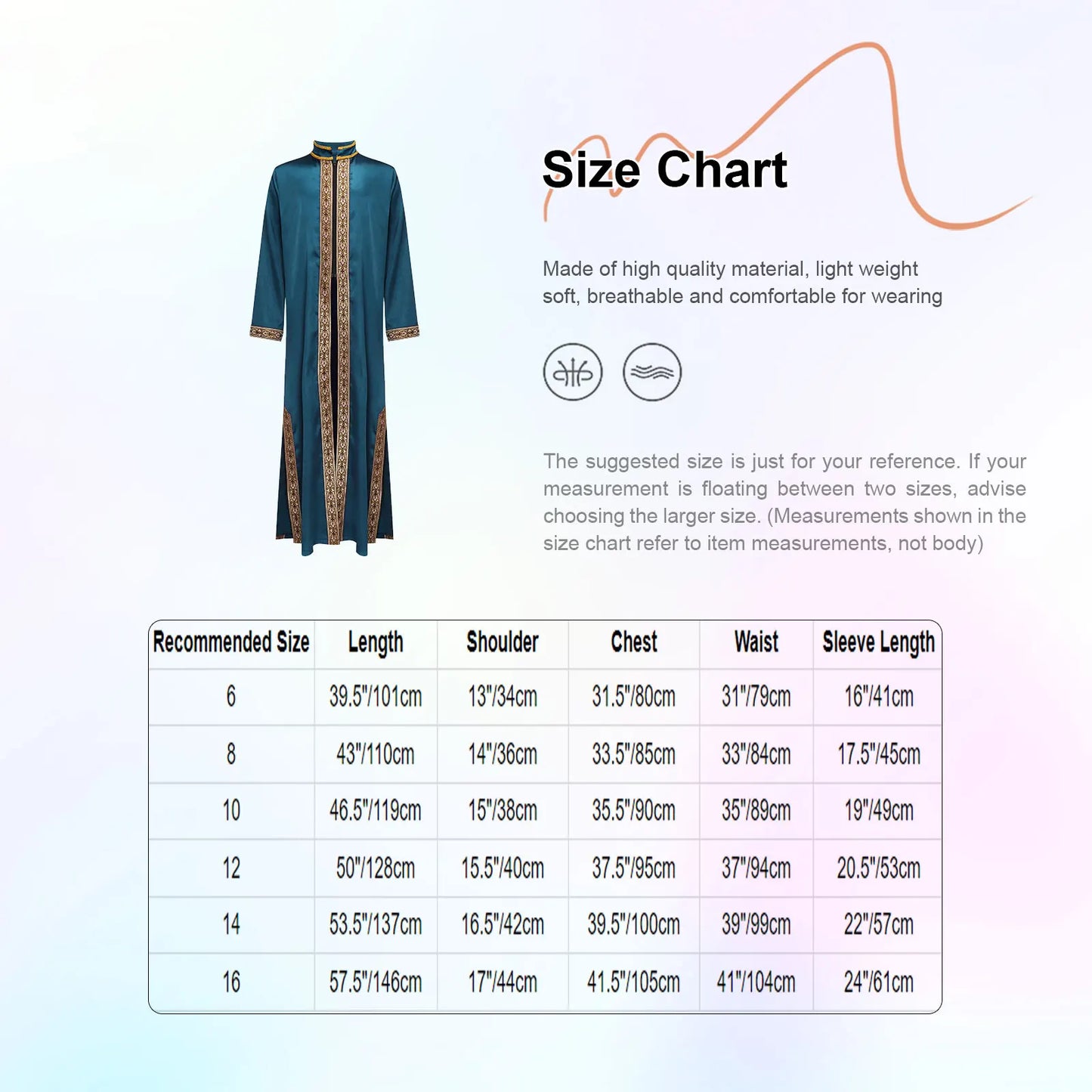 Boys Islamic Robe Kaftans Arab Gown Long Sleeves Slit Zipper Gold Embroidery Maxi Muslim Thobe Kids Festival Holiday Costume