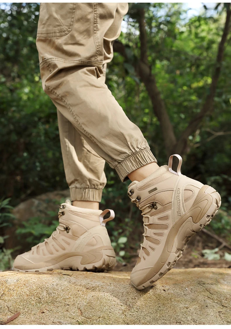 Men Boots 2025 New Platform Boots Outdoor Waterproof Casual Sneakers Working Men Ankle Boots Hiking Safety Shoes Mens Athletic